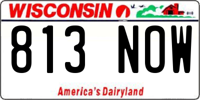 WI license plate 813NOW