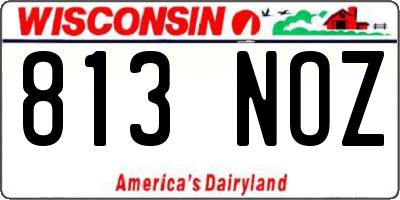 WI license plate 813NOZ