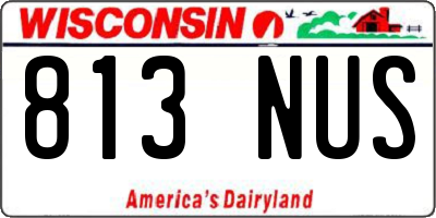 WI license plate 813NUS