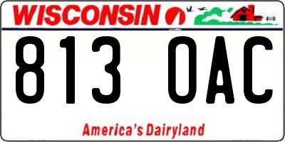 WI license plate 813OAC