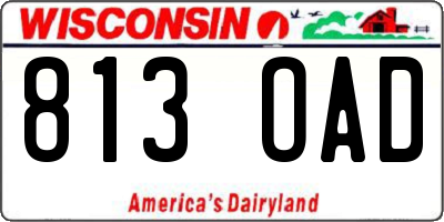 WI license plate 813OAD