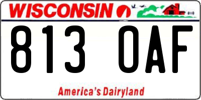 WI license plate 813OAF