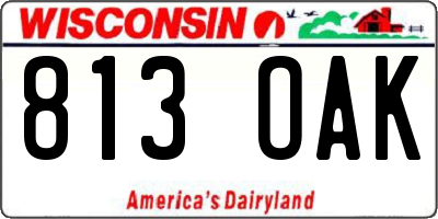 WI license plate 813OAK