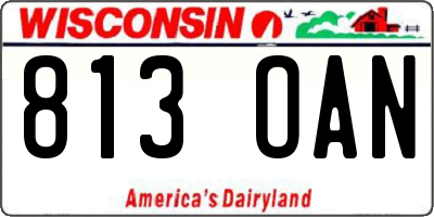 WI license plate 813OAN