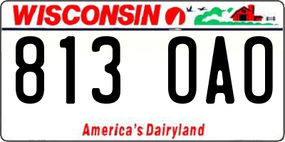 WI license plate 813OAO