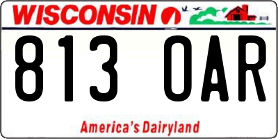 WI license plate 813OAR