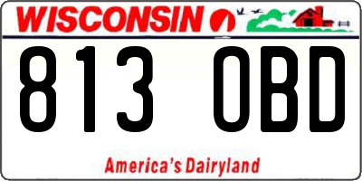 WI license plate 813OBD