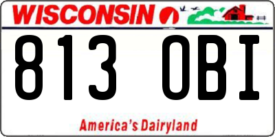 WI license plate 813OBI