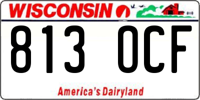 WI license plate 813OCF