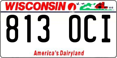 WI license plate 813OCI
