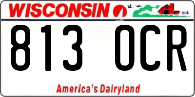 WI license plate 813OCR