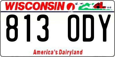 WI license plate 813ODY