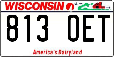 WI license plate 813OET