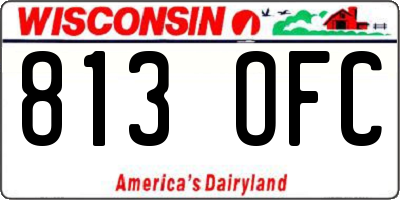 WI license plate 813OFC