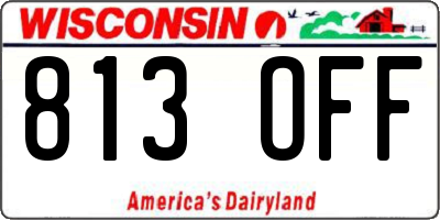 WI license plate 813OFF
