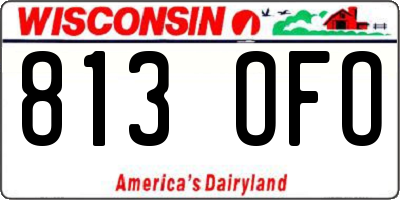WI license plate 813OFO