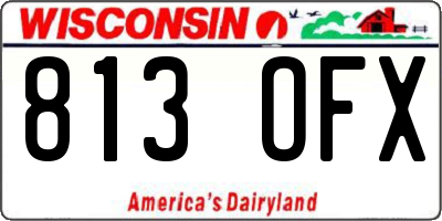 WI license plate 813OFX