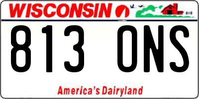 WI license plate 813ONS