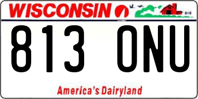 WI license plate 813ONU