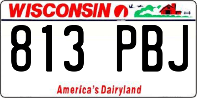 WI license plate 813PBJ