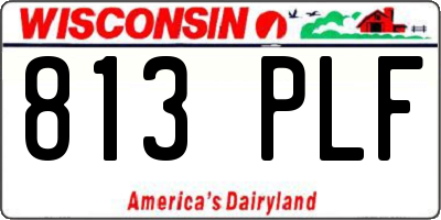 WI license plate 813PLF