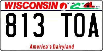 WI license plate 813TOA