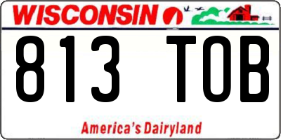WI license plate 813TOB