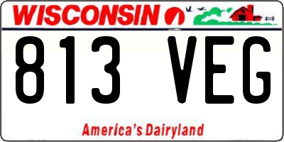 WI license plate 813VEG