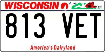 WI license plate 813VET