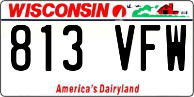 WI license plate 813VFW