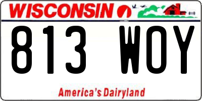 WI license plate 813WOY