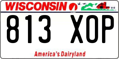 WI license plate 813XOP