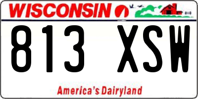 WI license plate 813XSW