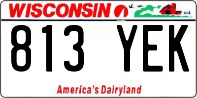 WI license plate 813YEK