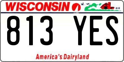 WI license plate 813YES
