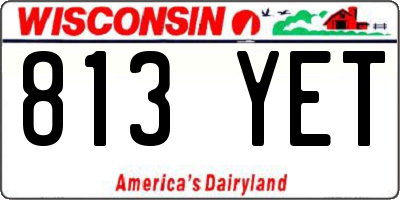WI license plate 813YET