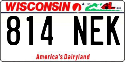 WI license plate 814NEK