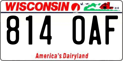 WI license plate 814OAF