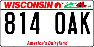 WI license plate 814OAK