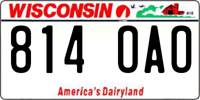 WI license plate 814OAO