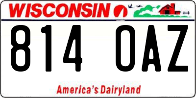 WI license plate 814OAZ