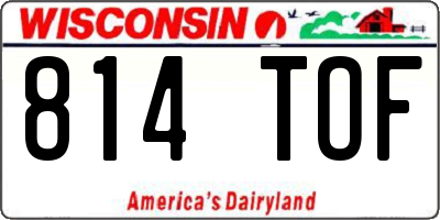 WI license plate 814TOF