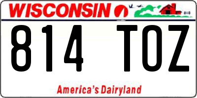 WI license plate 814TOZ