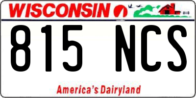 WI license plate 815NCS