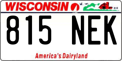 WI license plate 815NEK