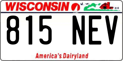 WI license plate 815NEV