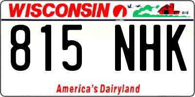 WI license plate 815NHK