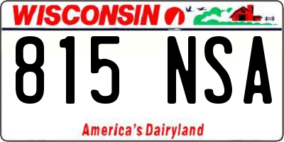 WI license plate 815NSA