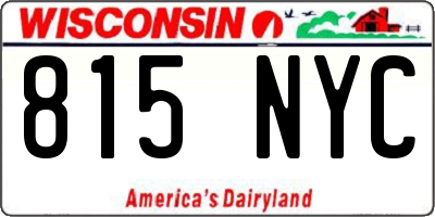 WI license plate 815NYC