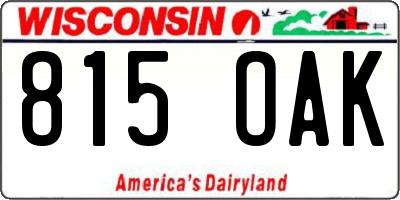 WI license plate 815OAK